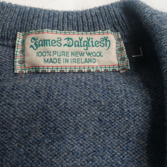 James Dalgliesh Vintage New Wool Argyle V Neck Sweater Made in England - Picture 3 of 5